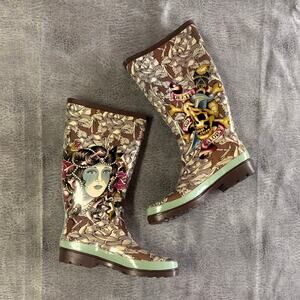 Y2k Ed Hardy Graphic Rain Boots